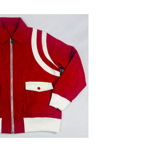 Veste bomber varsity en coton rouge Kapa, tricotée, coupe ajustée, col montant, logo sur le devant, style baseball. - Product Image 3