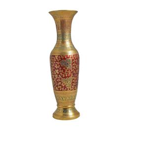 Brass Flower <b>Vase</b> <b>Set</b> of 2 Pcs With Peacock Engraving Gold And Multi Color Finished For Home Decor Table Decoration - Product Image 6