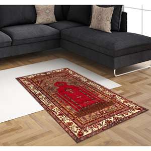 Tapis au design vintage, Tapis de prière au design vintage, Tapis rouges, Tapis pour la maison musulmane, Tapis doux non tissé - Product Image 3