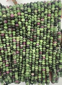 Natural Ruby Zoisite Faceted Rondelle Beads Size 4mm Approx 14 Inches Strand Ruby Zoisite Gemstone Beads - Product Image 2