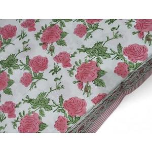 ผ้าปูโต๊ะพิมพ์ลายดอกไม้สีชมพู 100% ผ้าฝ้ายพิมพ์ลายด้วยมือ ขนาด 150 x 220 ซม. สำหรับโรงแรม-สำหรับตกแต่งโต๊ะงานเลี้ยงงานแต่งงาน - Product Image 5