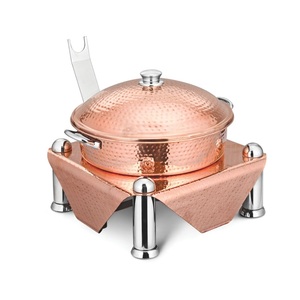 Restaurant Buffet Ustensiles de Cuisine Chauffe-Aliments Servant Plat de Chauffe-Plat Brillant Poli Style Unique Plat de Service Arrondi - Product Image 2