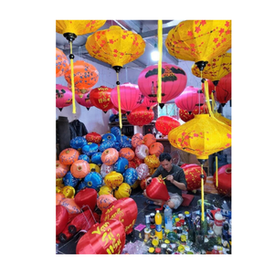 Linterna de seda Hoi An, linterna de tela de seda de bambú colgante plegable tradicional vietnamita para la decoración del Festival del Medio Otoño - Product Image 6