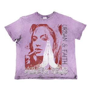 เสื้อยืดผู้ชายผ้าฝ้าย 100% ทรงหลวม พิมพ์ลาย 320 GSM ผ้าฝ้ายคุณภาพสูง ล้างสีแบบ Acid Wash สีดำแดง  รับทำแบรนด์ตามสั่ง - Product Image 5