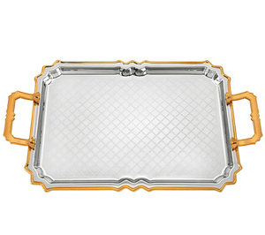 Bandejas modernas para servir de metal galvanizado en bandeja pulida personalizada y dorada para Decoración de mesa y uso de regalos - Product Image 1