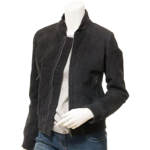 Chaqueta de Cuero para Mujer, Forrada con Piel de Oveja, Cierre Frontal con Cremallera, Estilo Deportivo, Transpirable, para Invierno - Product Image 1