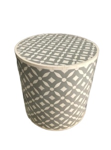 Tabouret cylindrique en MDF incrusté d'os en gros incrusté d'os tabouret de salon moderne de bonne qualité pour chambre à coucher - Product Image 3