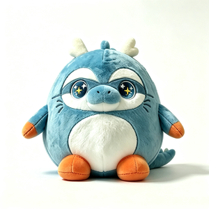 Peluche dragon bleu personnalisée, peluche dragon masqué super-héros, coussin dragon mignon, peluche dragon style Squishmallow - Product Image 1