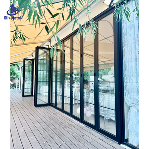 Portes accordéon commerciales en verre trempé double, en aluminium, à charnières, pour maisons, entrées extérieures, garages - Product Image 4