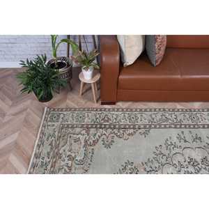 พรมขนาด 5.5x9.2 ฟุต, พรมตุรกีโบราณ, พรมลายอิคัตสีน้ำตาลเทา - Product Image 5