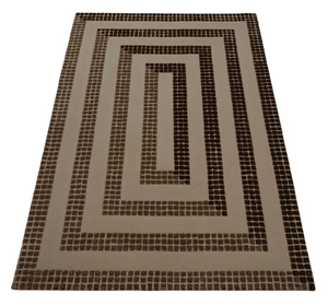 Dual Tone Tan <b>Brown</b> Charcoal 100% <b>Wool</b> Thin Medium Pile Hand Tufted Modern Geometrical Design Eco-Friendly Rectangle Rug for - Product Image 1