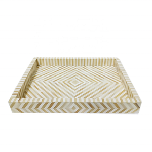 Bandeja de servicio con incrustaciones de hueso animal ecológica con el mejor acabado para decoración del hogar y aperitivos de frutas y porciones de té, plato de Chocolate - Product Image 1