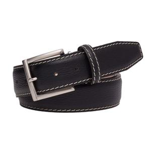 <b>Men's</b> Unisex Black Cowhide Genuine Leather Belt-Vintage Steel Pin Buckle Heavy Duty Waterproof High Strength 3.8 CM Width - Product Image 1