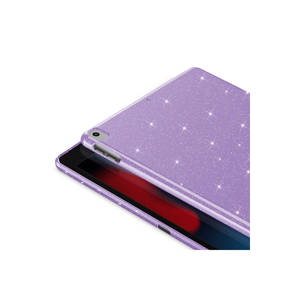 Étui de protection pour tablette de luxe avec paillettes pour iPad 10.2 9e génération (2021), coque arrière fine en tissu de coton argenté compatible Pro TPU PU PC - Product Image 5
