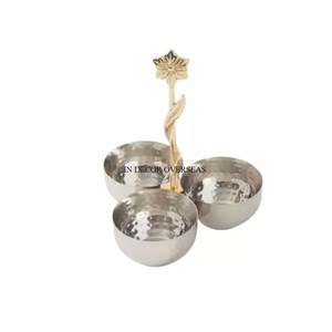 ชามเสิร์ฟผลไม้แห้ง3ช่องทำจากโลหะเงินคุณภาพระดับพรีเมี่ยม - Product Image 4
