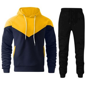 Mens 2 Piece Sweatsuits Casual Men's Jogging Tracksuit Set Patchwork Color Fleece Hoodie <b>Pants</b> Sweat <b>Suit</b> for Men - Product Image 1