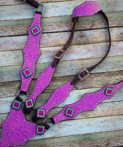 Kaamkaaj Genuine Leather Western Saddle Horse Tack <b>Set</b> Buckle Closure <b>Beaded</b> Headstall Breast Collar-Riding Customization - Product Image 4