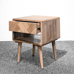 Mesa de Noche de Madera de Teca Maciza con Cajones Naturales - Product Image 5