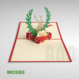 Tarjetas de Navidad Rectangulares Pop-Up 3D Hechas a Mano con Diseño de Reno, Regalo con Sobre - Product Image 3