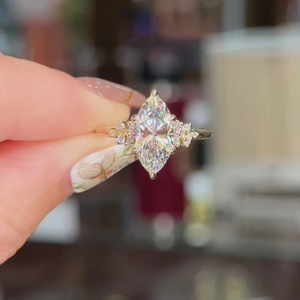 แหวนหมั้นเพชรมอยส์ซาไนท์ตัด2TCW แหวนหมั้นชุดเครื่องประดับมาร์คีส์แหวนหมั้นของขวัญวันครบรอบของขวัญสำหรับผู้หญิง - Product Image 1