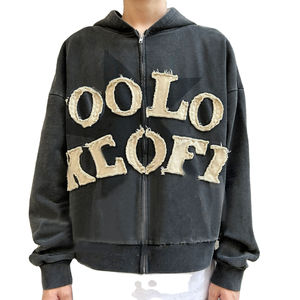 Sudadera con Capucha Estilo Hip Hop Vintage Lavada al Ácido para Hombre, Ropa Urbana de Poliéster/Algodón - Product Image 1