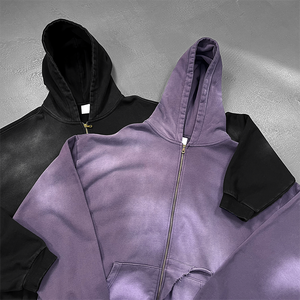 Oversized Zipper Hoodies Oversized Zip Hoodie Custom Acid Wash Heavyweight Cotton Zip up Hoodie - Product Image 2