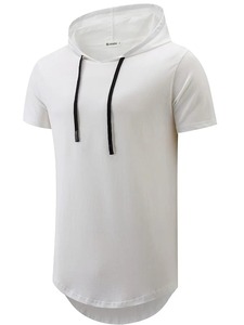 2025 Nueva camiseta con capucha para hombre con mangas cortas estilo informal 100% algodón estampado Digital para invierno - Product Image 4