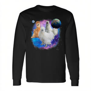 T-shirt à manches longues sur le thème de la galaxie, design promotionnel poulets dans l'espace - Product Image 2
