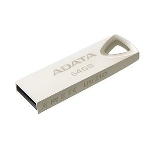 Adata UV210 64GB USB 3.0 Flash Drive Nuovo in Metallo Argento Stile Chiave con Logo Inciso Cordino Stile Chip Compatibile PC Confezione Regalo - Product Image 1
