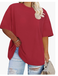 Camiseta de Algodón Lisa para Mujer, Talla Grande, Manga Corta, Cuello Redondo, Fábrica de Bangladesh, Logotipo Personalizado al por Mayor, Nueva Llegada, Ropa de Verano - Product Image 5