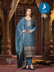 Calidad de exportación India estilo moderno Bland Chanderi seda Jacquard Kurti pantalón y Dupatta con bordado trabajo compras en línea India - Product Image 2