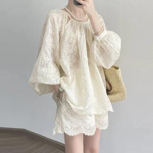 ชุดเสื้อผ้า2ชิ้นผ้าฝ้าย100% กางเกงขาสั้นลำลองคุณภาพพรีเมี่ยมสำหรับสตรีชุดเสื้อผ้า2ชิ้นผ้าคอตตอนหน้าร้อนน้ำหนักเบา - Product Image 6