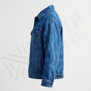 Veste en jean décontractée personnalisée pour hommes, grandes tailles, 100% coton, option logo sur le devant, respirante, veste d'hiver - Product Image 3