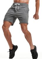 Shorts de sport décontractés en molleton pour homme, personnalisables, en lin/coton, épais, à taille élastique, avec poches, couleur unie, séchage rapide