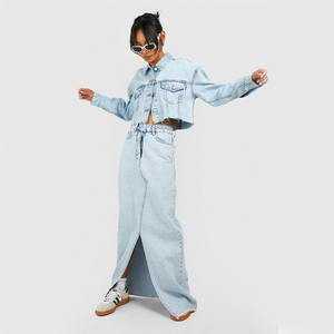 Dernières vestes en denim courtes décontractées pour femmes à la mode de rue décontractée perles délavées légères décoration coton pour marques privées - Product Image 4