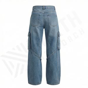 <b>Women's</b> Customized Distressed Denim Cargo Pants <b>Women</b> <b>Baggy</b> Loose Customized Color <b>Jeans</b> With Side Pockets <b>Women</b> Pants New - Product Image 2