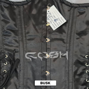 Plus <b>Size</b> Underbust Steel Boned Black Satin Corset With Bottom Laces Decoration - Product Image 3