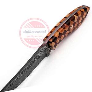 Handmade Wooden Handle Damascus Steel Fixed Blade Skinner Knife Hunting Camping <b>Tool</b> - Product Image 4