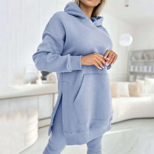 Women's Casual Two-Piece Outfit Long Sleeves Hoodie with Thick <b>Bottom</b> Pants for Winter Sports <b>Leisure</b> Streetwear Suit for Female - Product Image 1