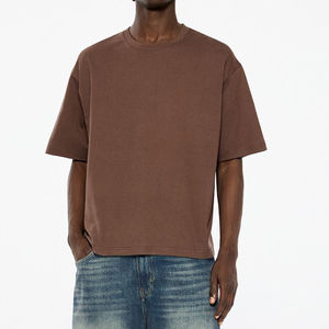 Camiseta Boxy Fit para hombre, 100% algodón, ropa de calle con hombros caídos, cuello con logotipo personalizado, camiseta Boxy Fit Lisa para hombre, tarifa al por mayor OEM - Product Image 4