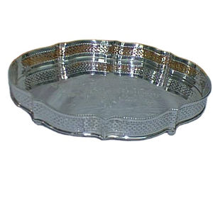 Bandeja de latón chapada en plata personalizada de alta calidad para hotel - bar y restaurante - Product Image 1