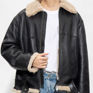 Veste bomber pour homme de grande qualité, en cuir d'agneau véritable, col montant, poche avant, imperméable, respirante, pour unisexe - Product Image 6