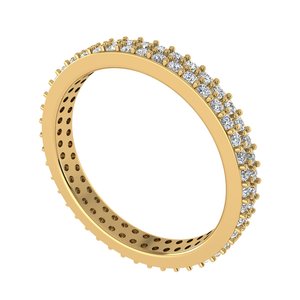 Bague d'éternité double rangée en or jaune 10 carats avec diamants ronds de laboratoire cultivés, bague de mariage complète pour femmes - Product Image 1