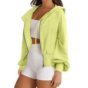 Nouveaux sweats à capuche en polyester et coton pour femmes, lavage à l'acide, de haute qualité, crop top, vêtements de rue décontractés, sweats à capuche décontractés 2026 - Product Image 1