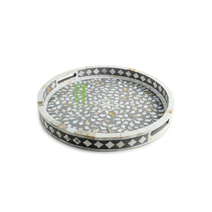 Bandeja de servicio de nácar redonda hecha a mano de lujo de tendencia caliente para Decoración de mesa y decoración de restaurante de Vietnam - Product Image 6