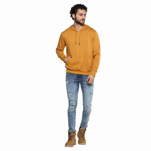 Sudadera con Capucha para Hombre, Color Dorado Amarillo, de Invierno, Algodón y Poliéster, Manga Larga, Forro Polar, Ecológica, Resistente al Viento, OEM - Product Image 5