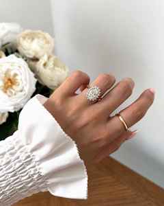 14K <b>Gold</b> <b>Vintage</b> Style <b>Ring</b> 2 CTW Oval Cut Lab Grown Diamond Cluster Halo Women's Wedding Engagement <b>Ring</b> VS1 Lab Grown Diamond - Product Image 4
