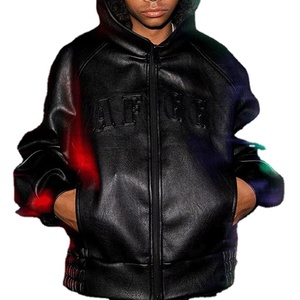 OEM โลโก้ที่กําหนดเอง 3d ลายนูนแจ็คเก็ตคุณภาพสูงสําหรับผู้ชายที่กําหนดเองเบสบอล Bomber Varsities หนังเสื้อกันหนาวหมวกแจ็คเก็ต - Product Image 4