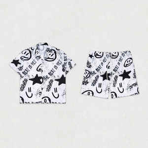 Ensemble d'été tendance de marque Style Graffiti Ensemble de sport décontracté Chemise ample Short Ensemble deux pièces pour hommes - Product Image 2