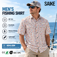 UPF 35 Digitale Print Ademend Snel Droogend Spandex/Polyester Losse Pasvorm Knoopsluiting 180g Heren Vis Shirts